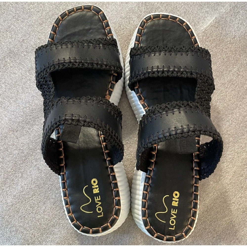 Love Rio Gillie Platform Sandal Women's Sz 10 Eu 41 Black Brazil‎ Slide - Picture 2 of 10